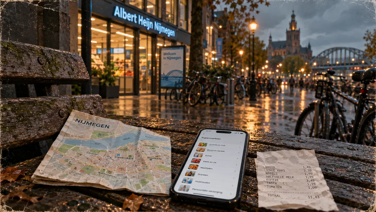 Albert Heijn Nijmegen storefront en fiets bij de winkel
