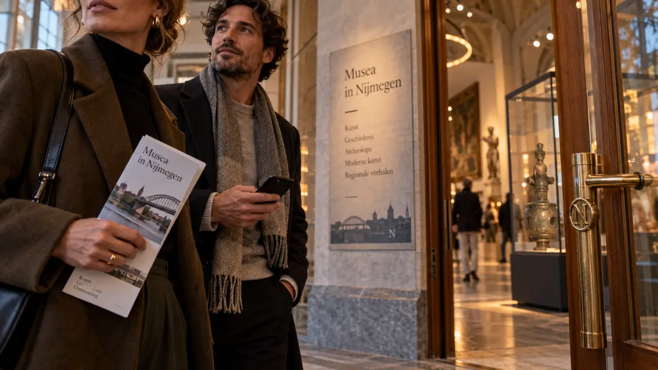 Museum Nijmegen ingang met brochure en museumbezoek