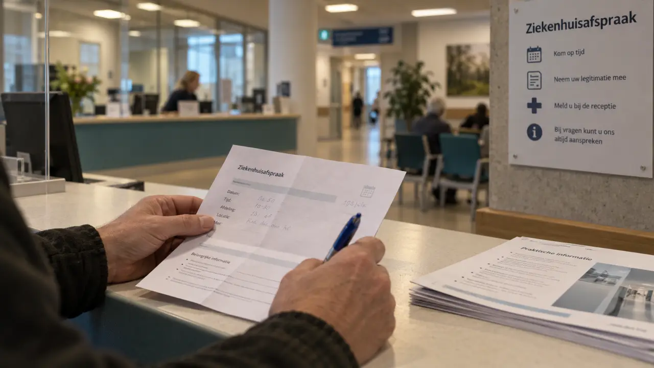 Ziekenhuis Nijmegen ontvangst met afspraakbrief en pen